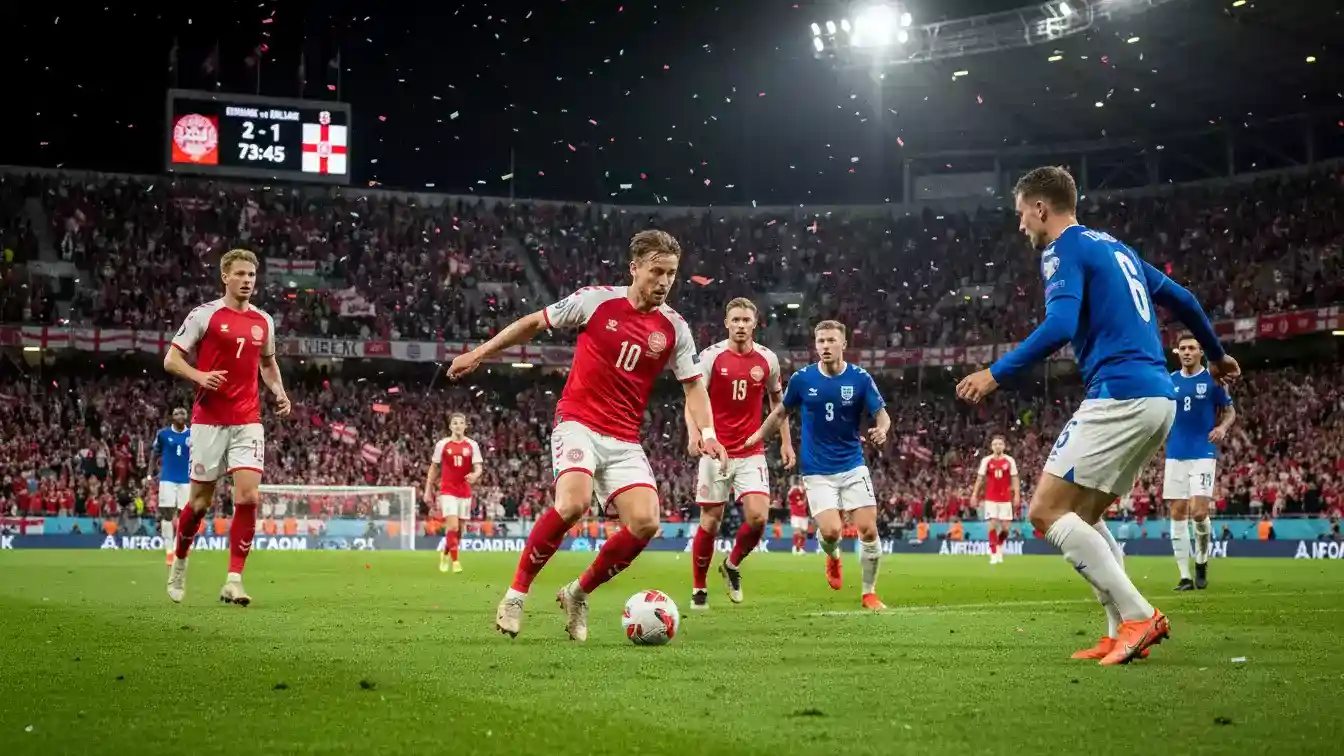 Dansk landshold i aktion med fokus på midtbanespillere